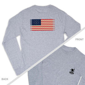 Hockey Tshirt Long Sleeve - Hockey Laces Flag (Back Design)