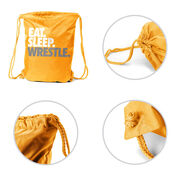Wrestling Drawstring Backpack Eat Sleep Wrestle (Stack)