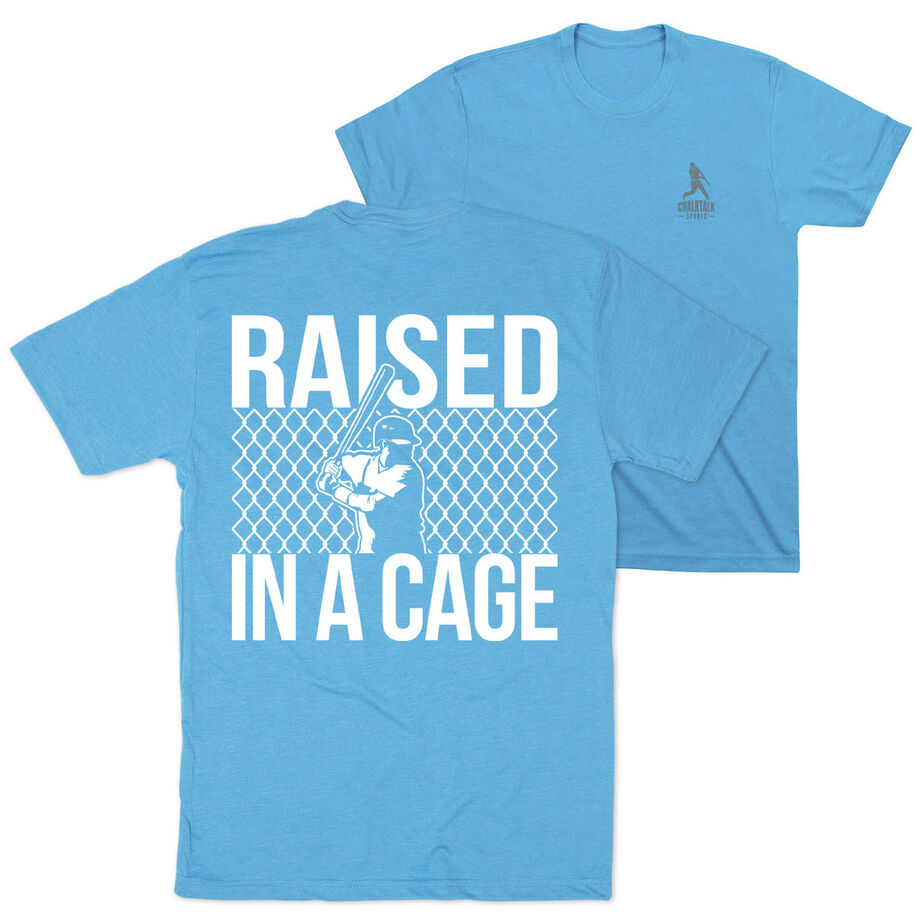 Baseball Short Sleeve T-Shirt - Raised in a Cage Baseball (Back Design)