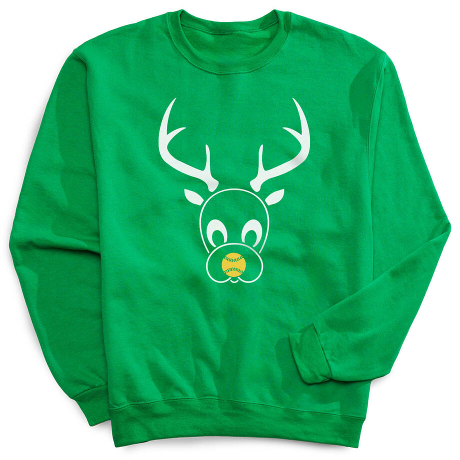 Softball Crew Neck Sweatshirt - softball reindeer - Personalization Image