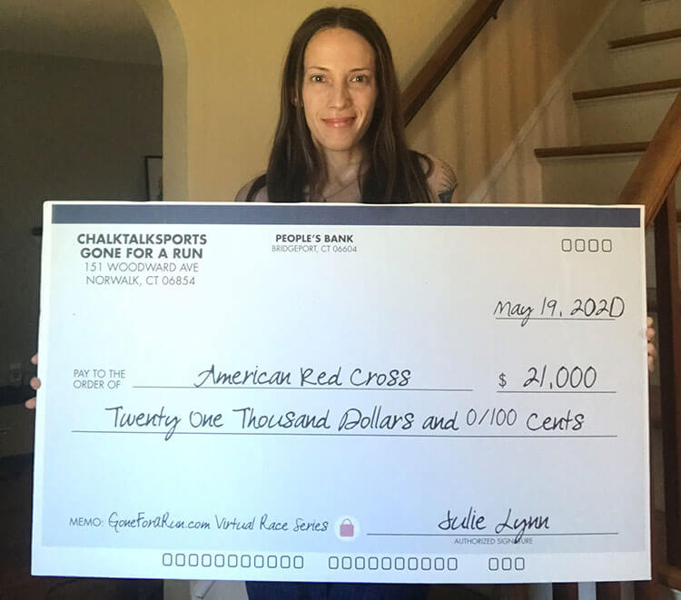 American Red Cross Donation Check from Gone For a Run