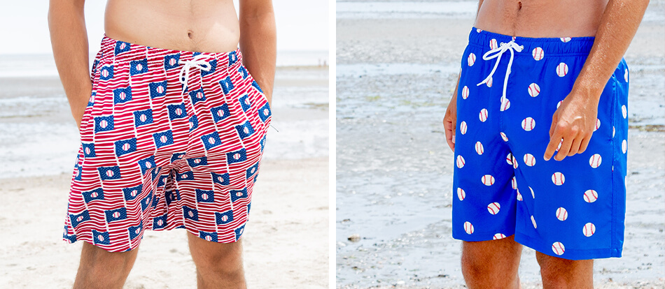 Shop Baseball Swim Trunks