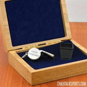 Engravable Whistle in Oak Box