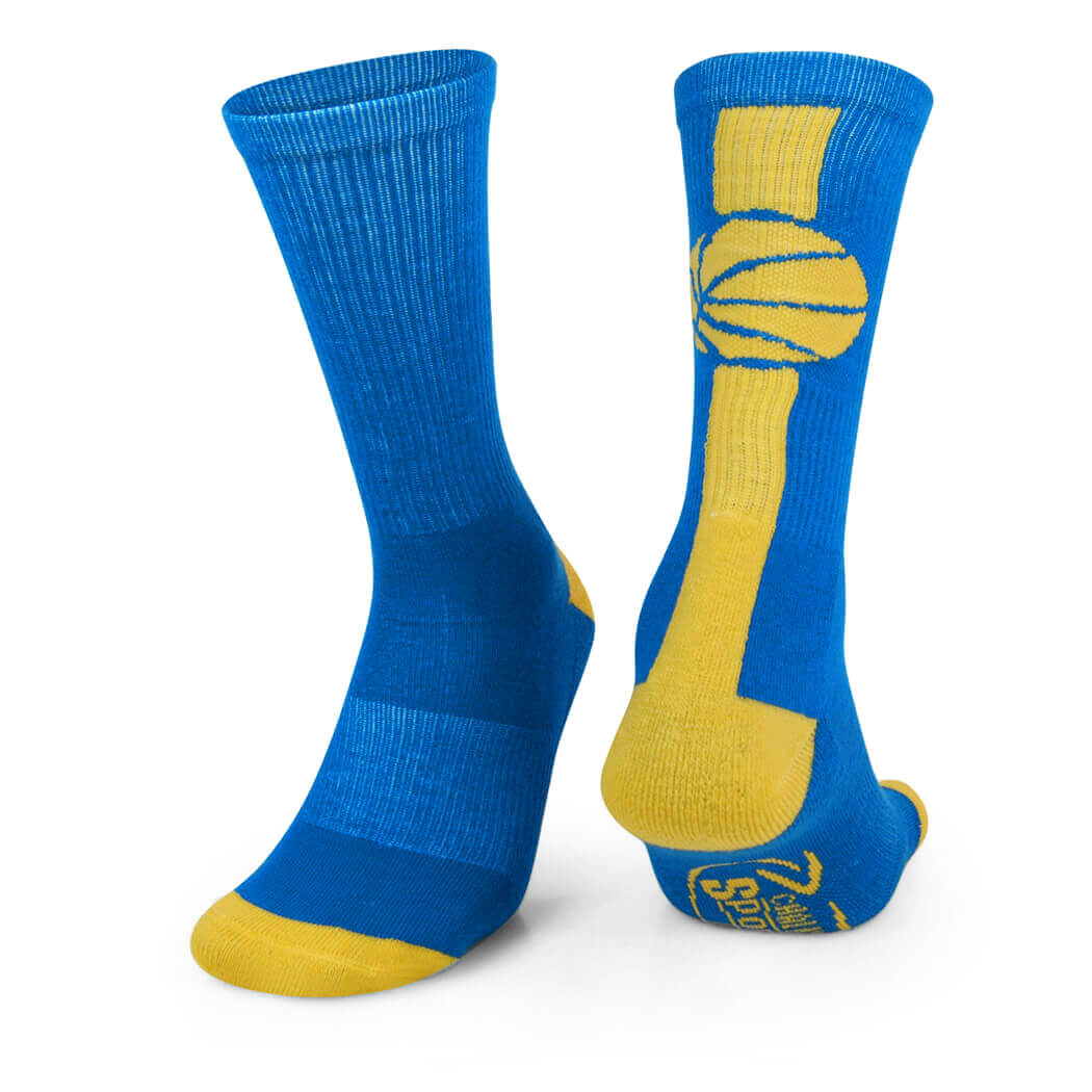 Woven Basketball Mid-Calf Socks - Superelite (Royal Blue/Gold ...