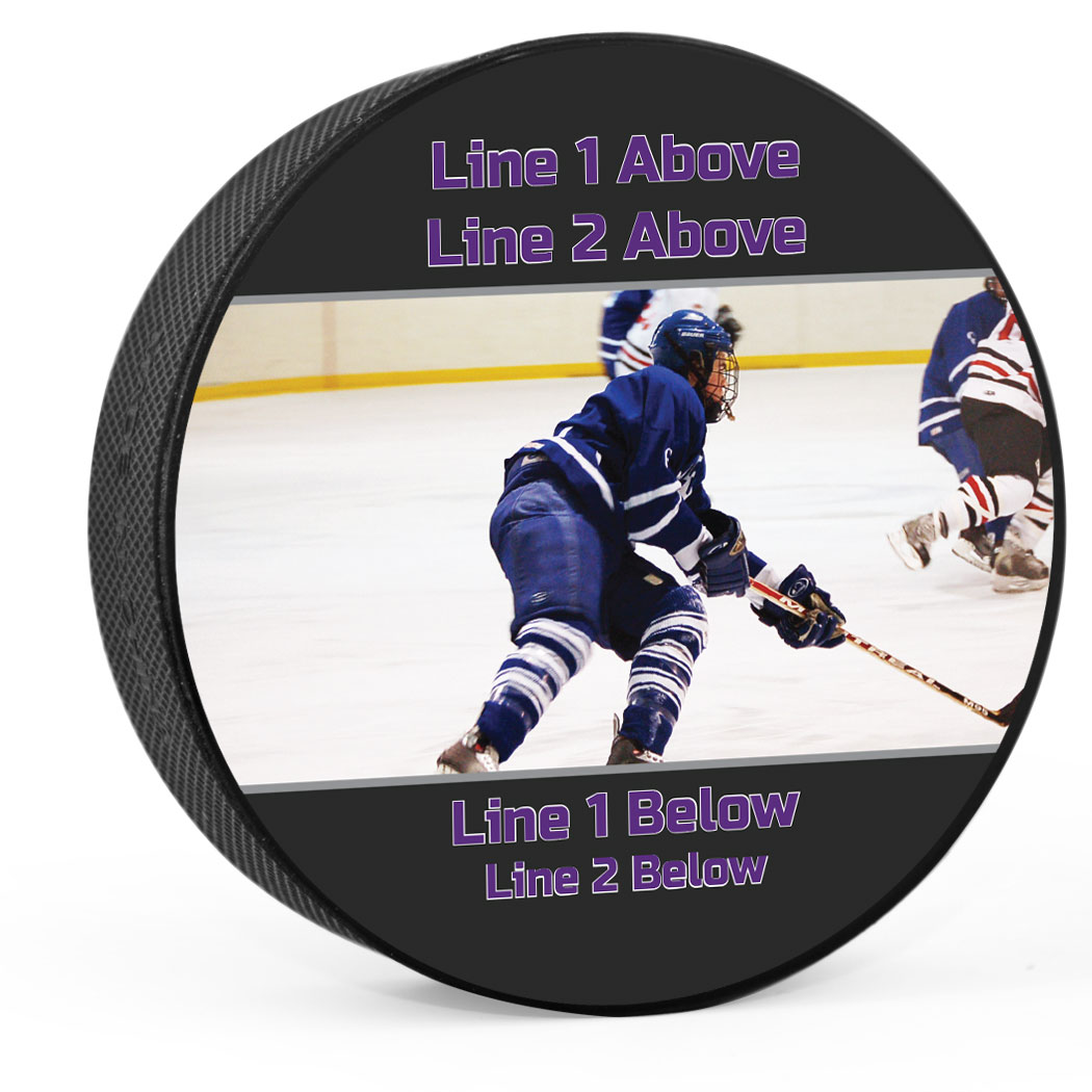 Personalized Photo with Text (Wide) Hockey Puck Custom Pucks