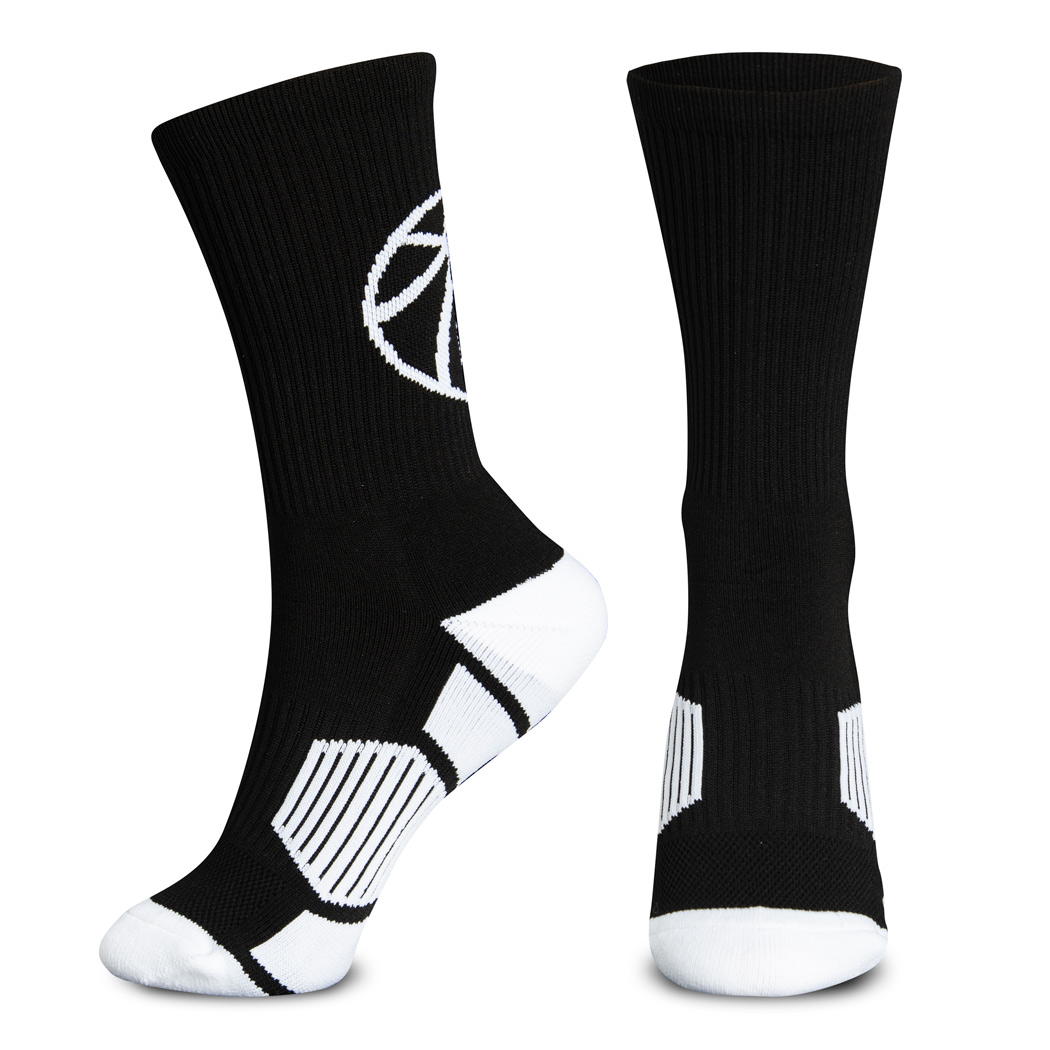 Basketball Silhouette Socks - Black/White | ChalkTalkSPORTS