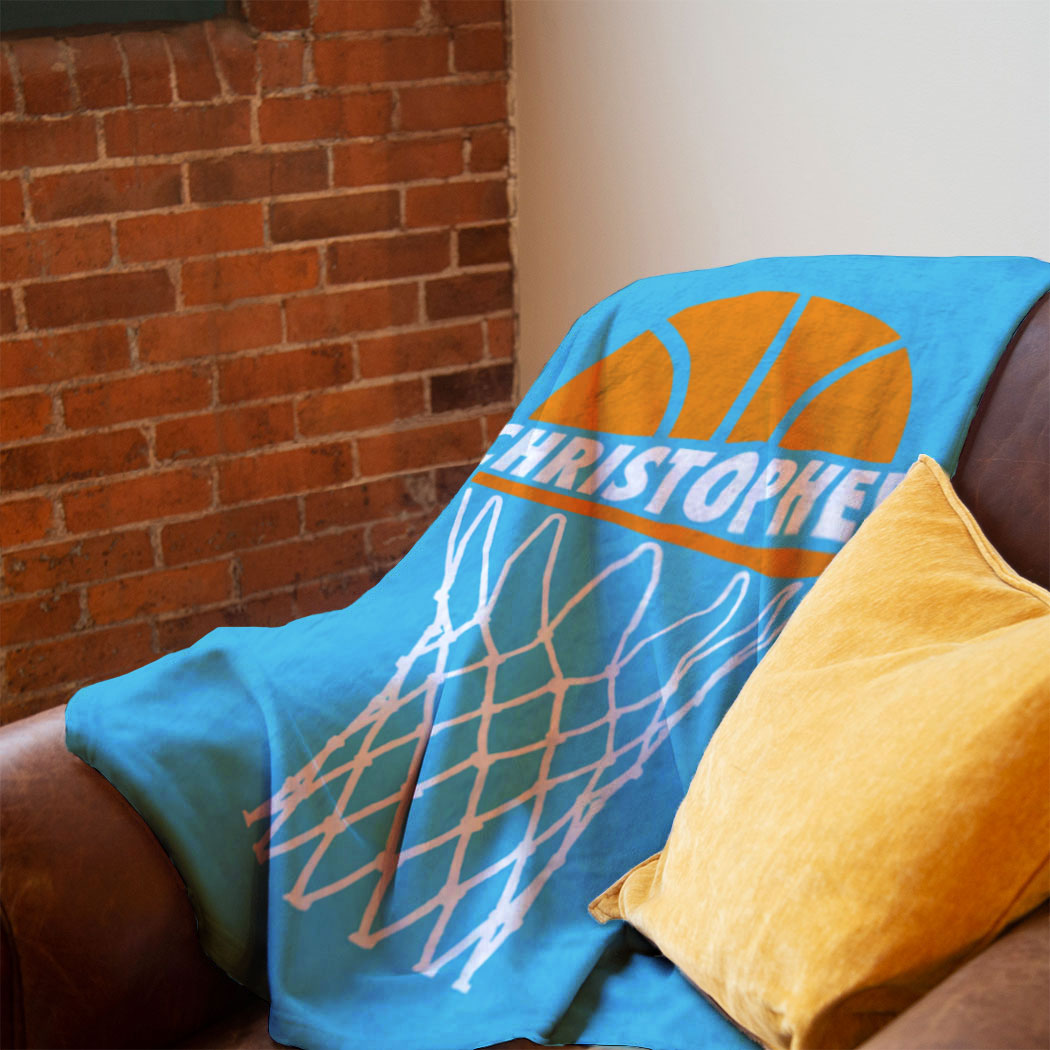 Basketball Premium Blanket Personalized Ball In Net ChalkTalkSPORTS