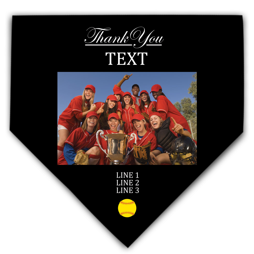 Softball Home Plate Plaque - Thank You With Photo - Personalization Image