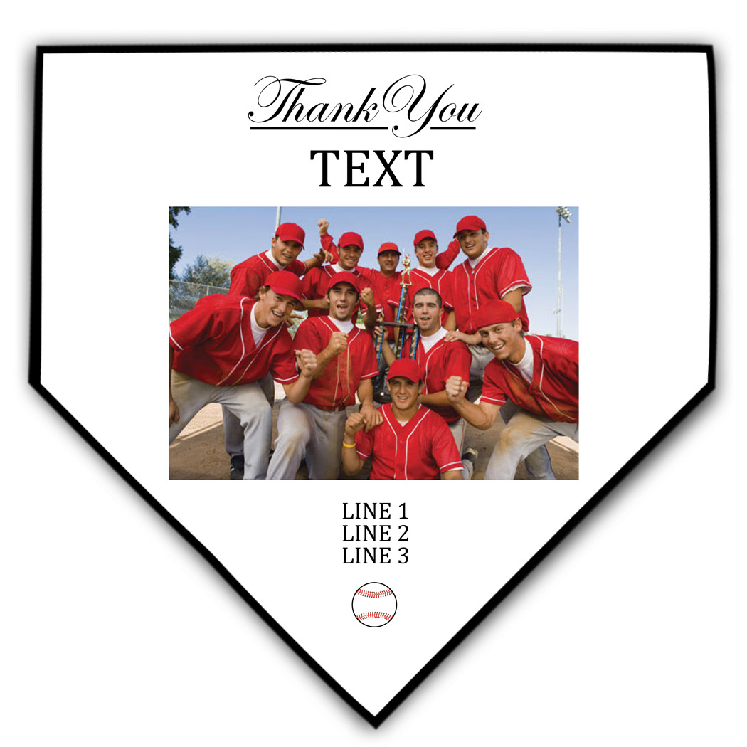 Baseball Home Plate Plaque - Thank You With Photo - Personalization Image
