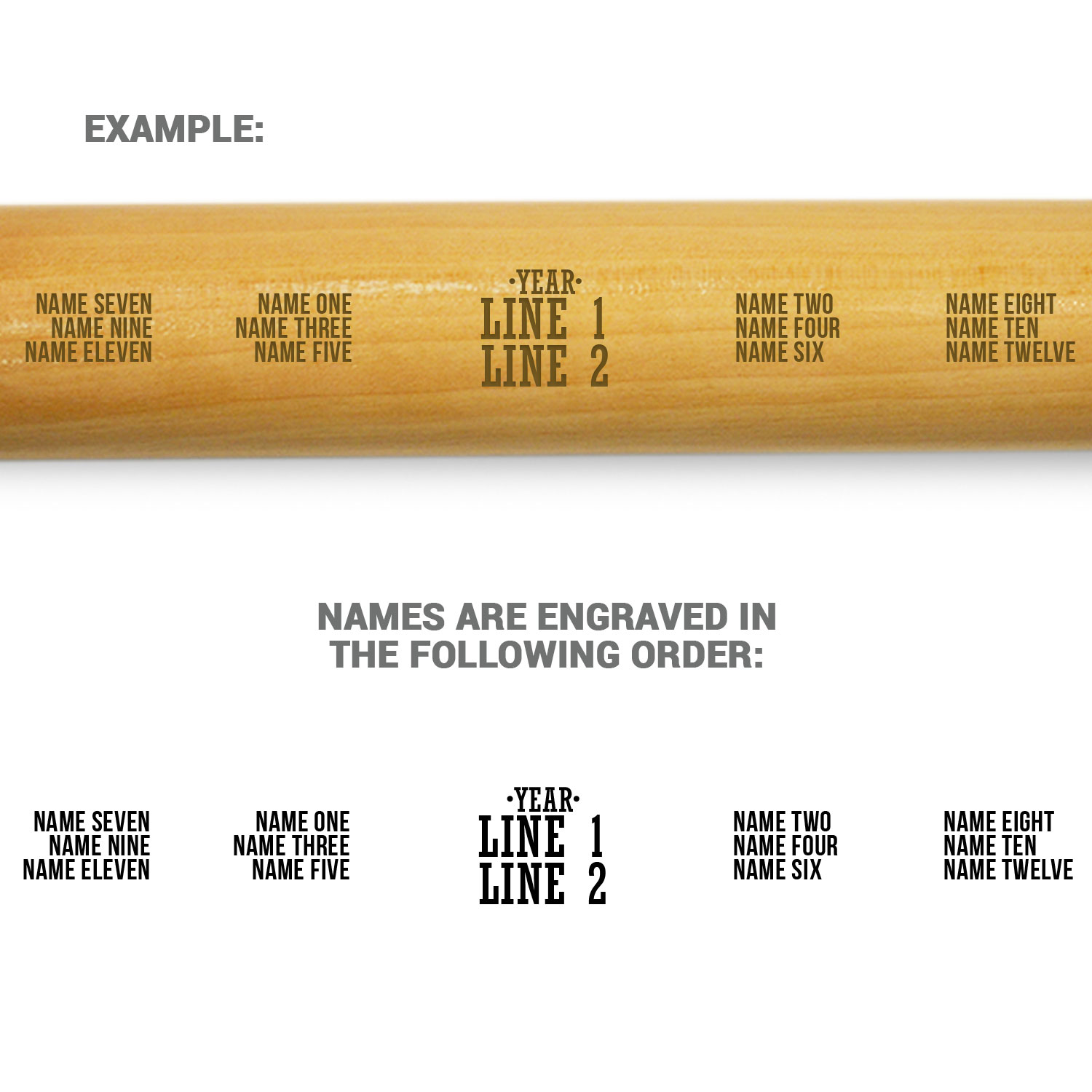 Engraved Mini Baseball Bat - Team Name With Roster - Personalization Image