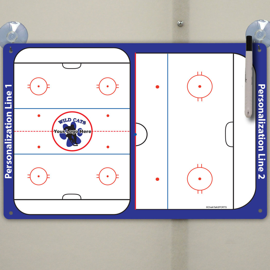 Hockey Custom Dry Erase Coach Board Full And Half Rink 18" X 12