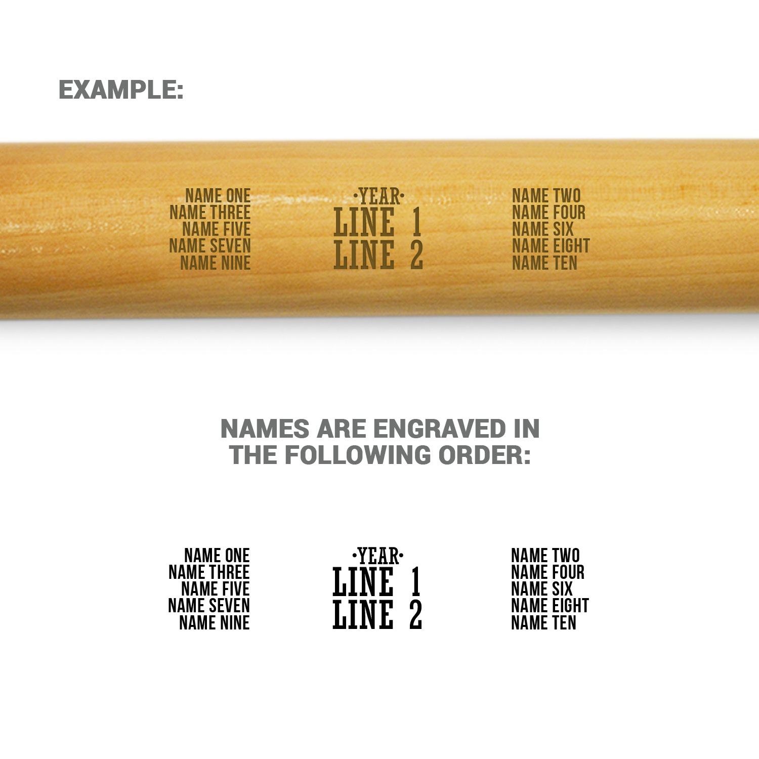 Engraved Mini Baseball Bat - Team Name With Roster - Personalization Image