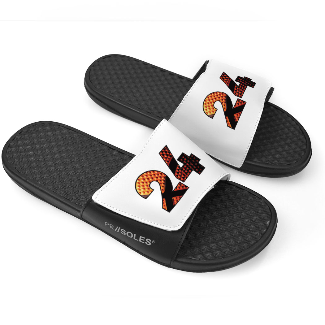 Basketball White Slide Sandals - Custom Basketball Number | ChalkTalkSPORTS
