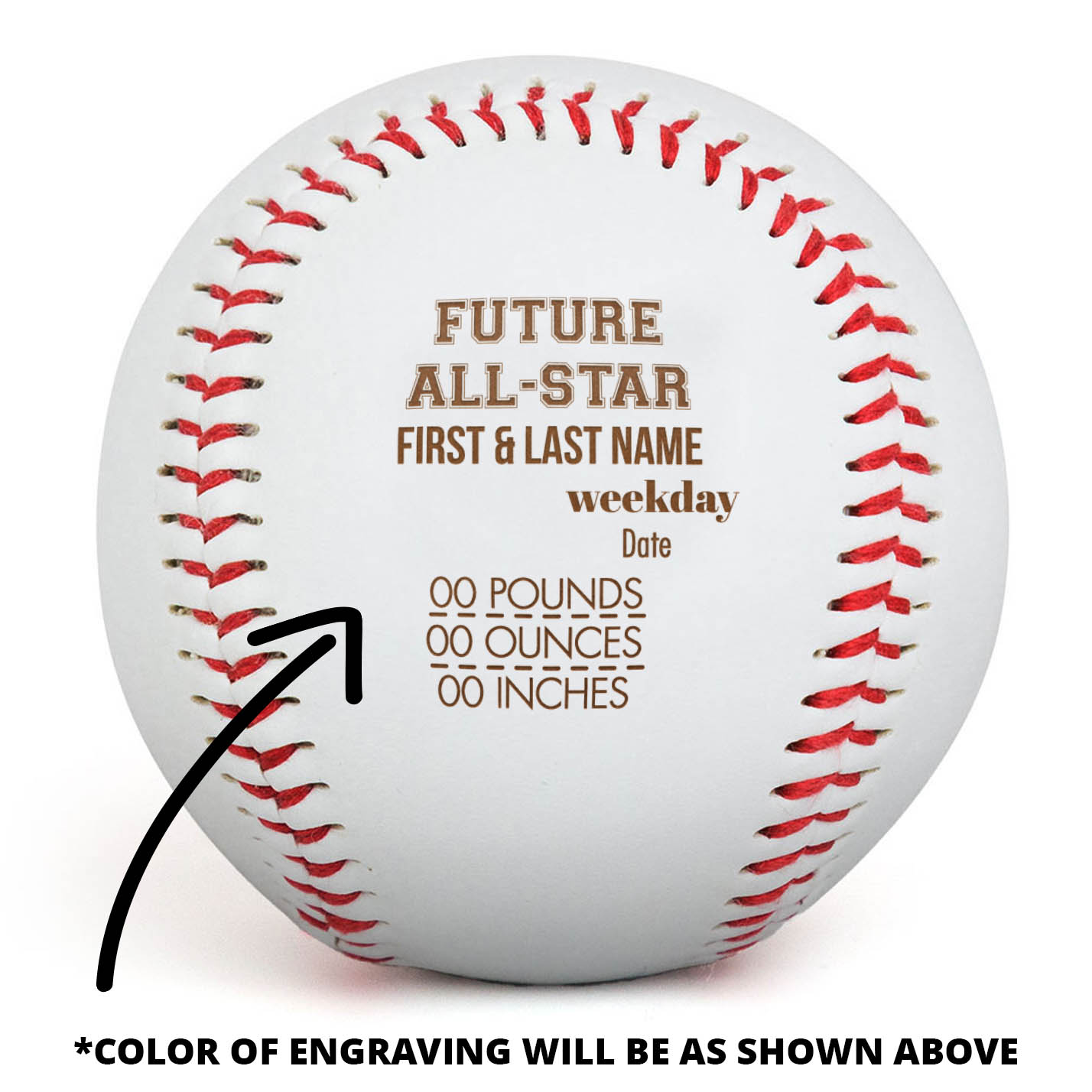 Engraved Baseball - New Born - Personalization Image