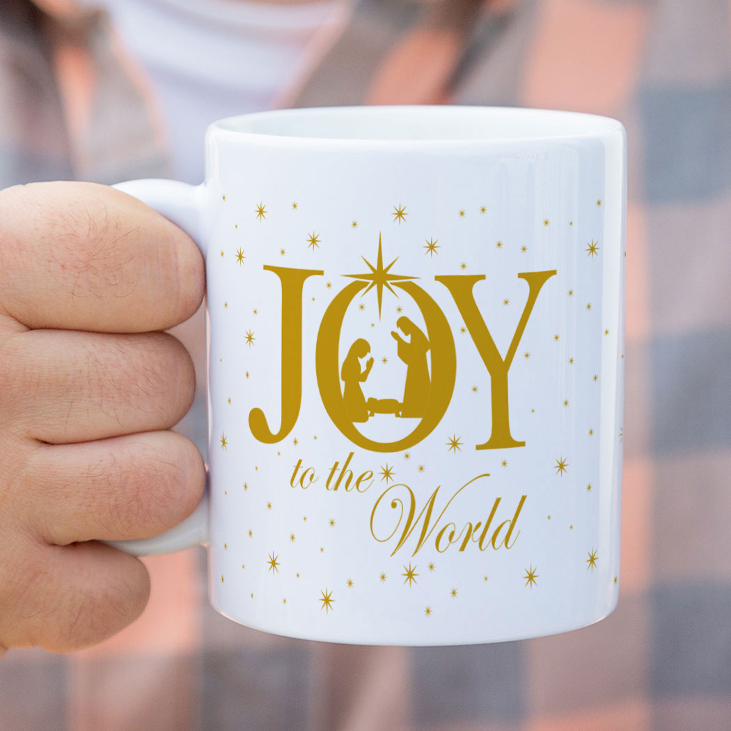 Coffee Mug Joy To The World Nativity Scene Chalktalksports