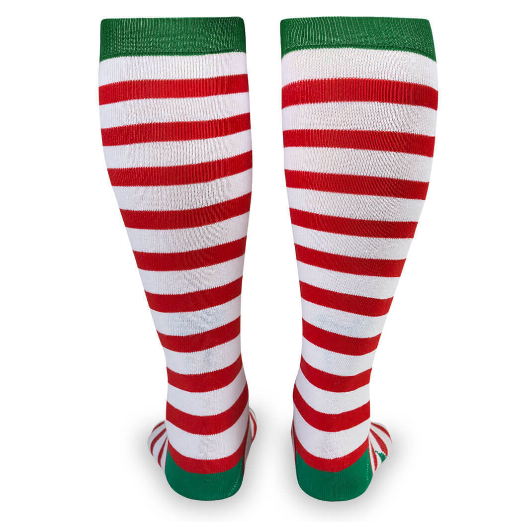 Knee-High Christmas Socks - Red/White Stripe  Gone For a Run