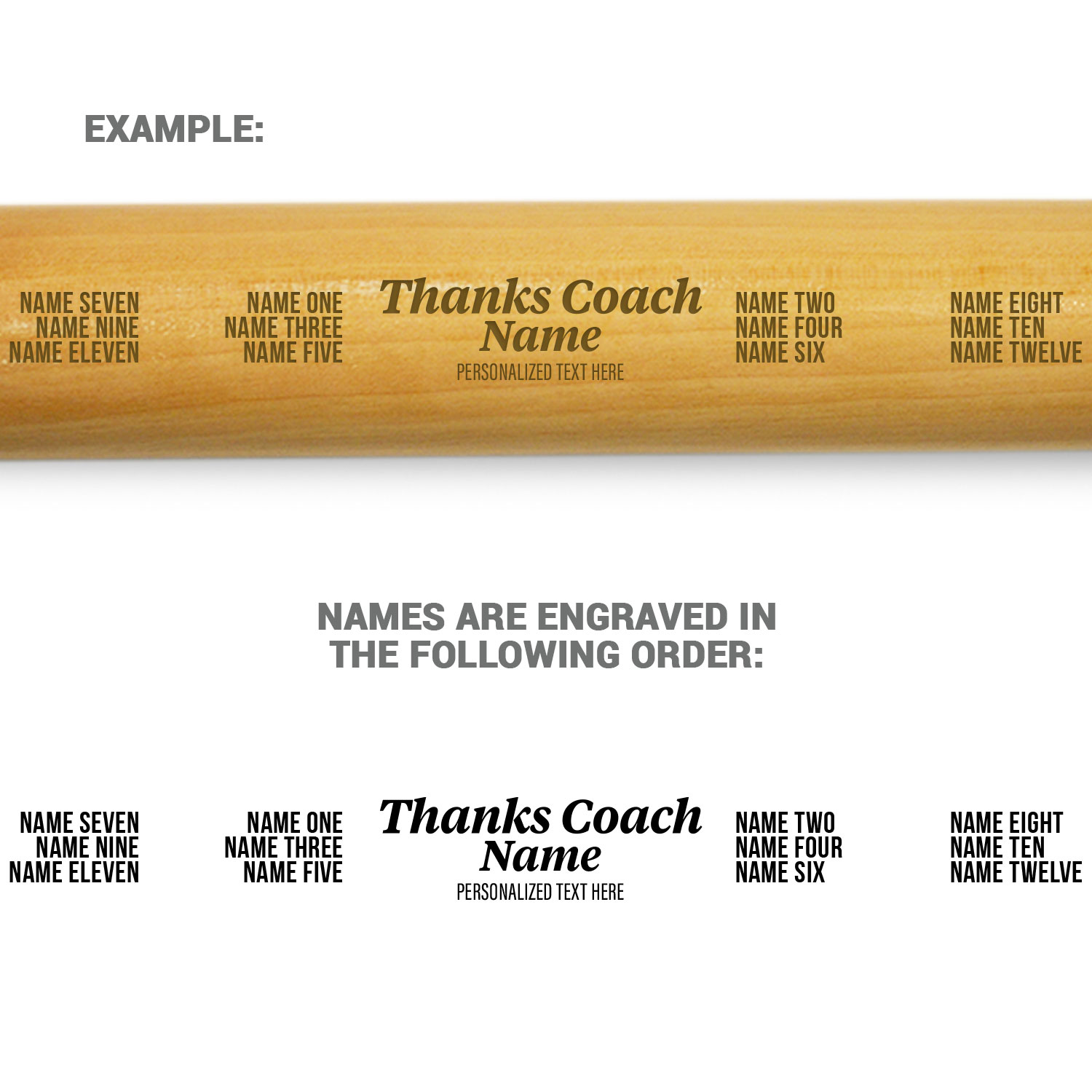 Engraved Mini Baseball Bat - Thanks Coach With Roster - Personalization Image