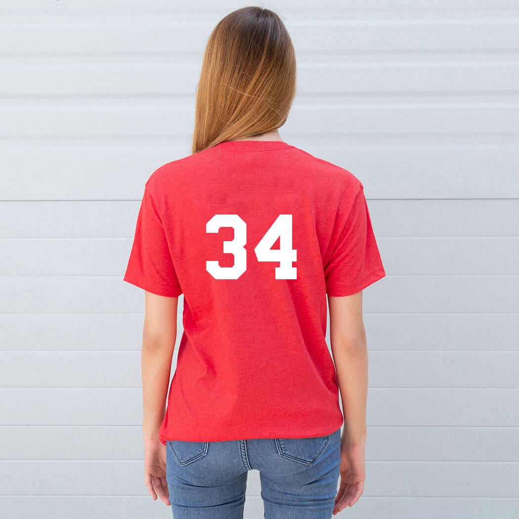 Softball Short Sleeve T-Shirt - Hit Run Steal Slide - Personalization Image
