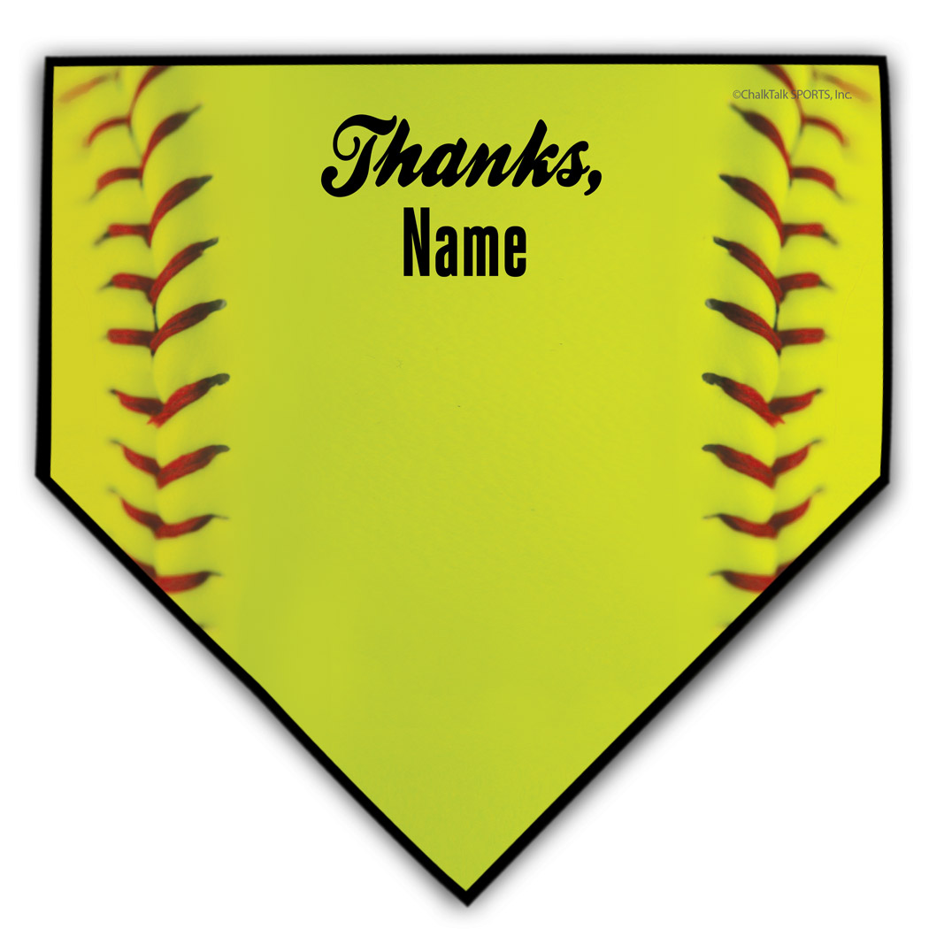 Softball Personalized Thanks Coach Home Plate Plaque - Personalization Image