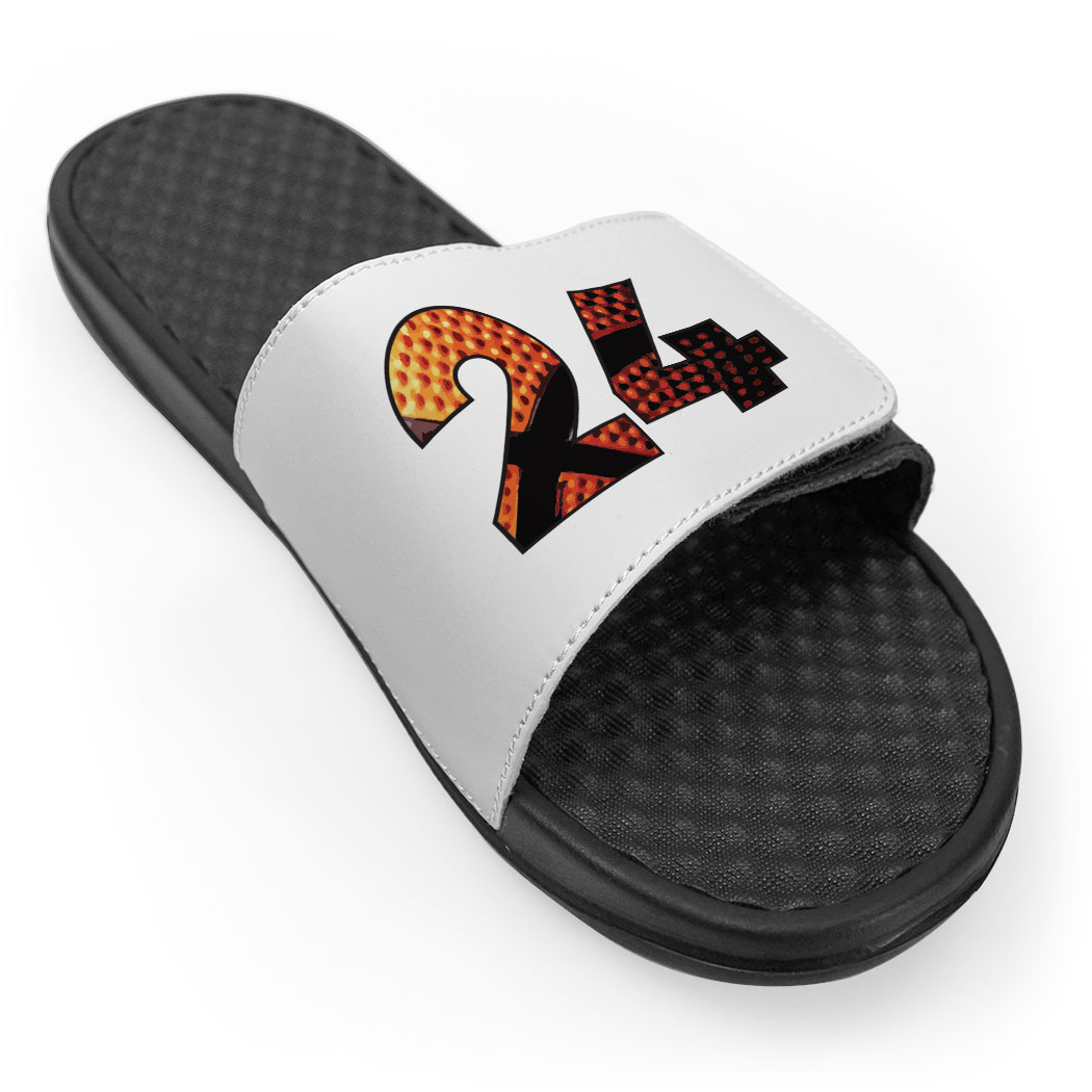 Basketball White Slide Sandals - Custom Basketball Number | ChalkTalkSPORTS