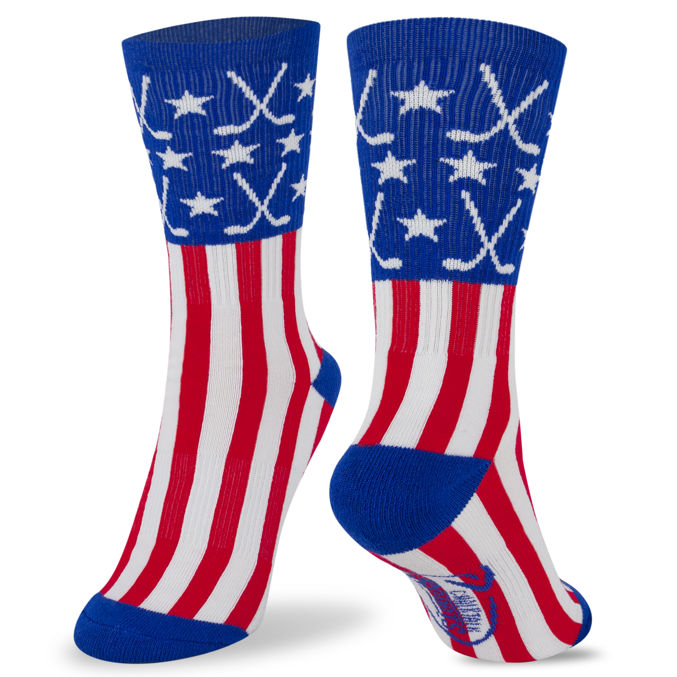Hockey Woven Mid-Calf Socks - Patriotic (Red/White/Blue) | ChalkTalkSPORTS