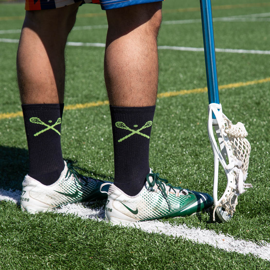 Lacrosse Woven Mid-Calf Socks - Crossed Sticks (Black/Yellow ...