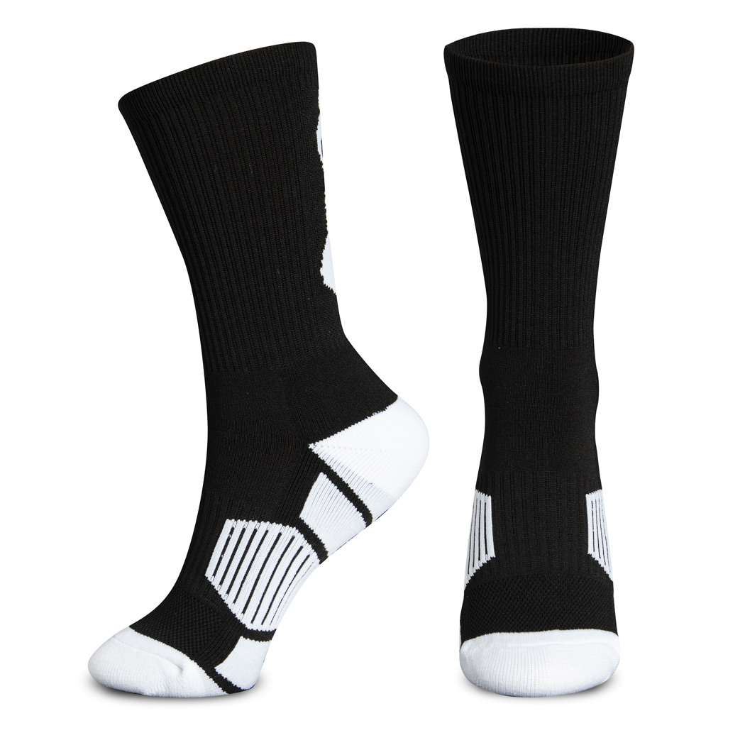 white basketball shoes with black socks