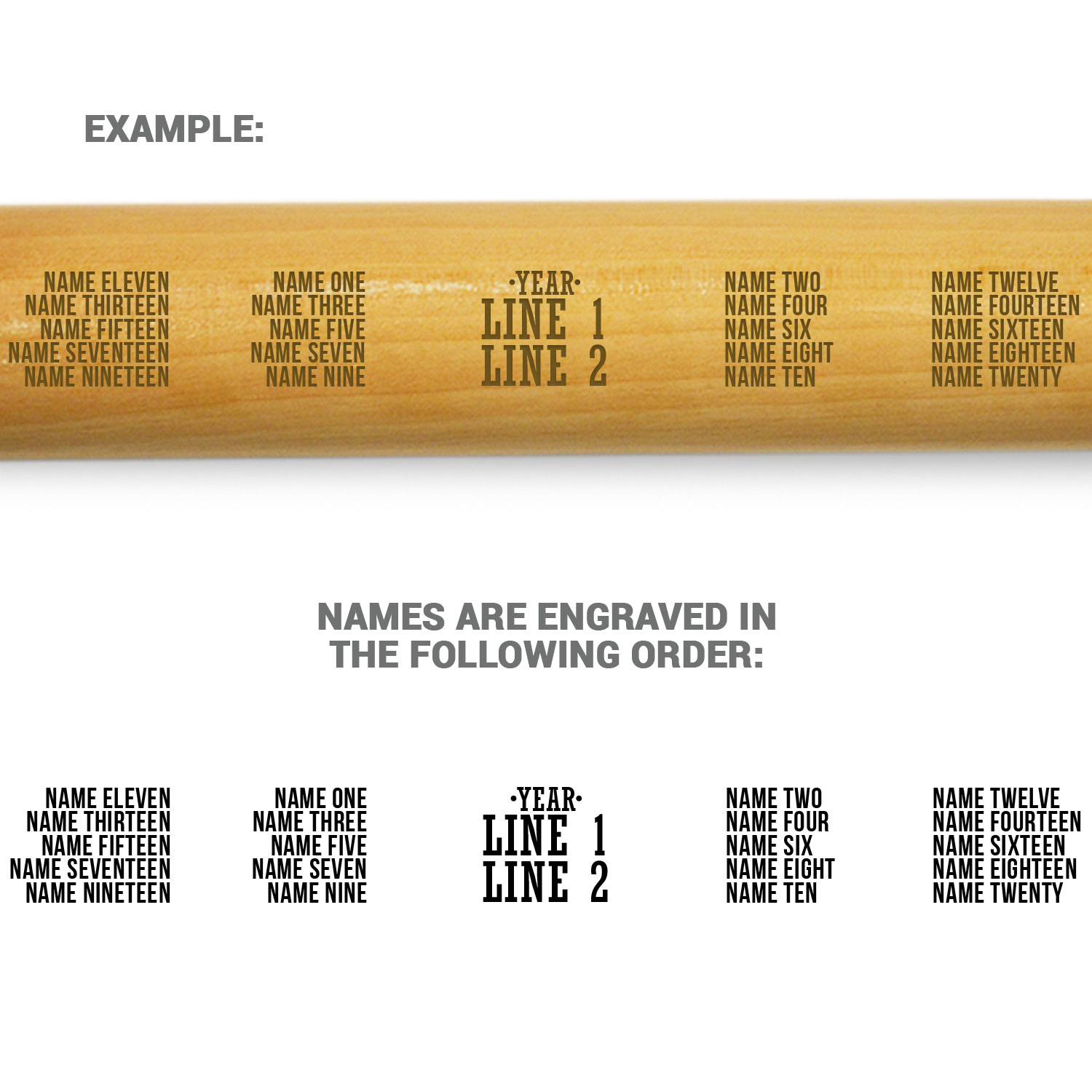 Engraved Mini Baseball Bat - Team Name With Roster - Personalization Image