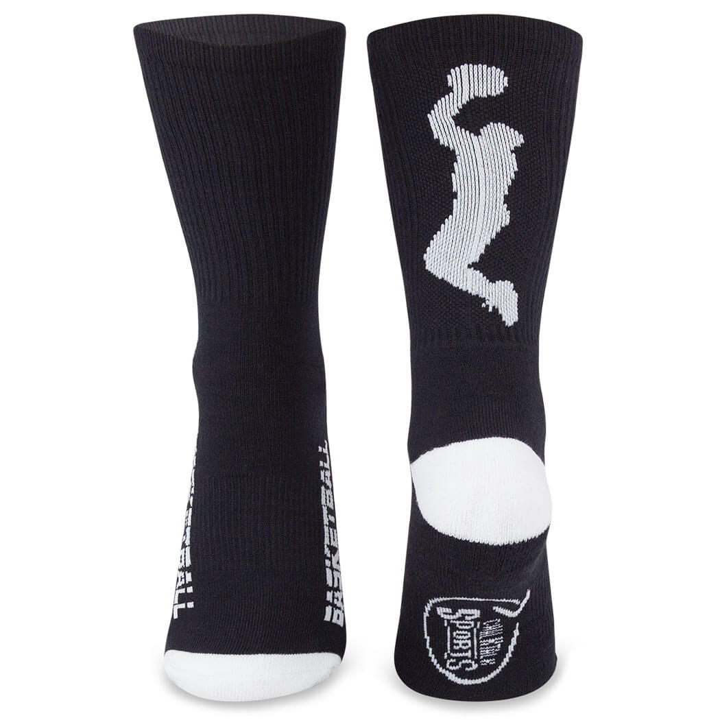 white basketball shoes with black socks