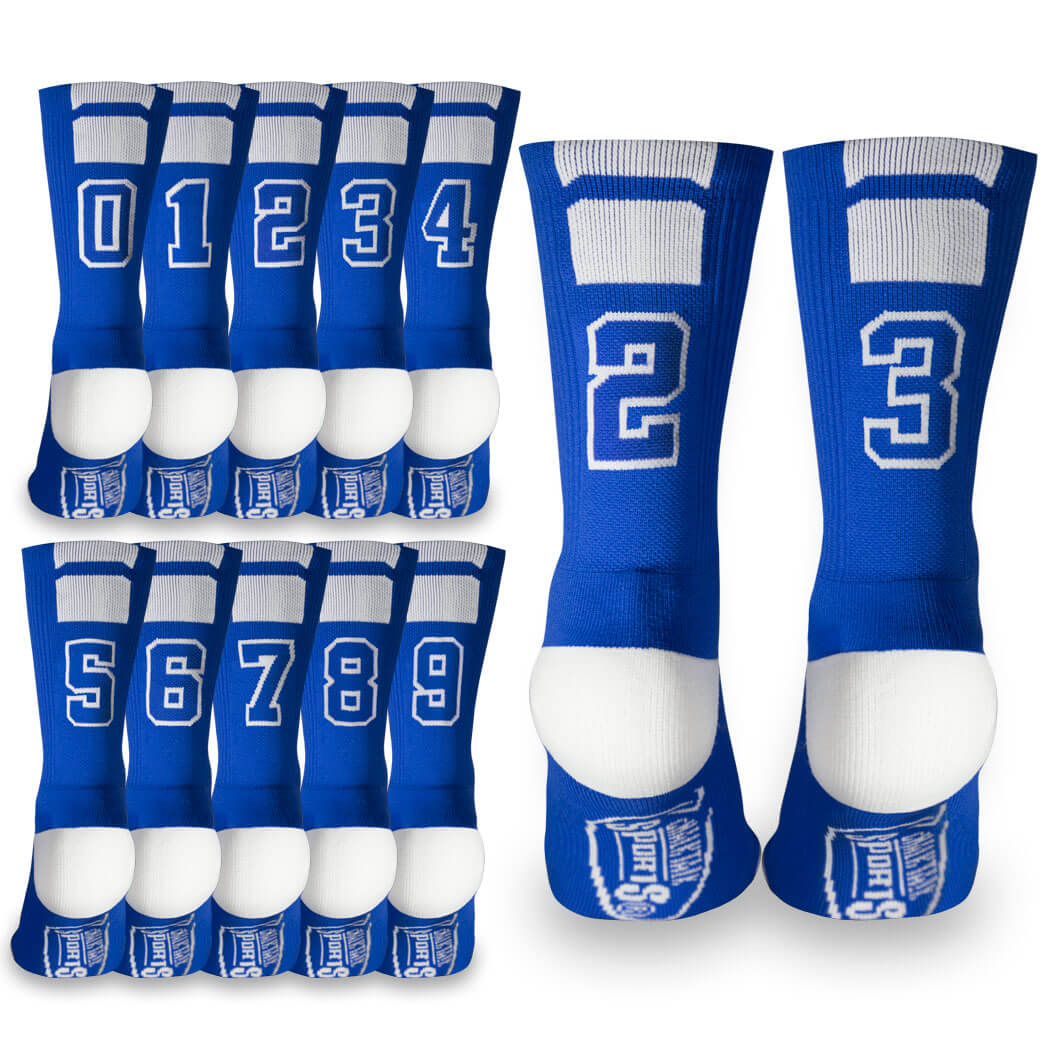 Team Number Woven Mid-Calf Socks - Blue | ChalkTalkSPORTS