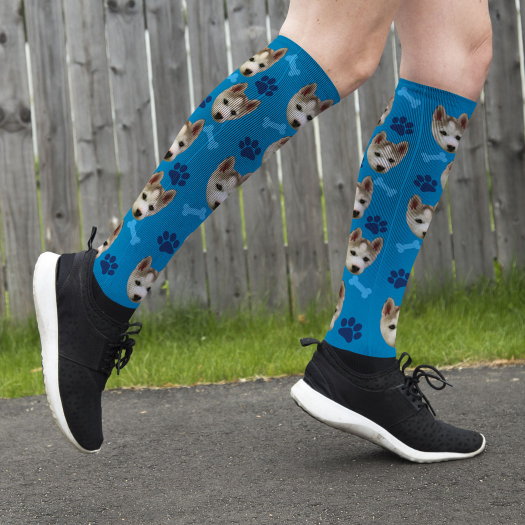 Printed Knee-High Socks - Custom Dog Photo | ChalkTalkSPORTS