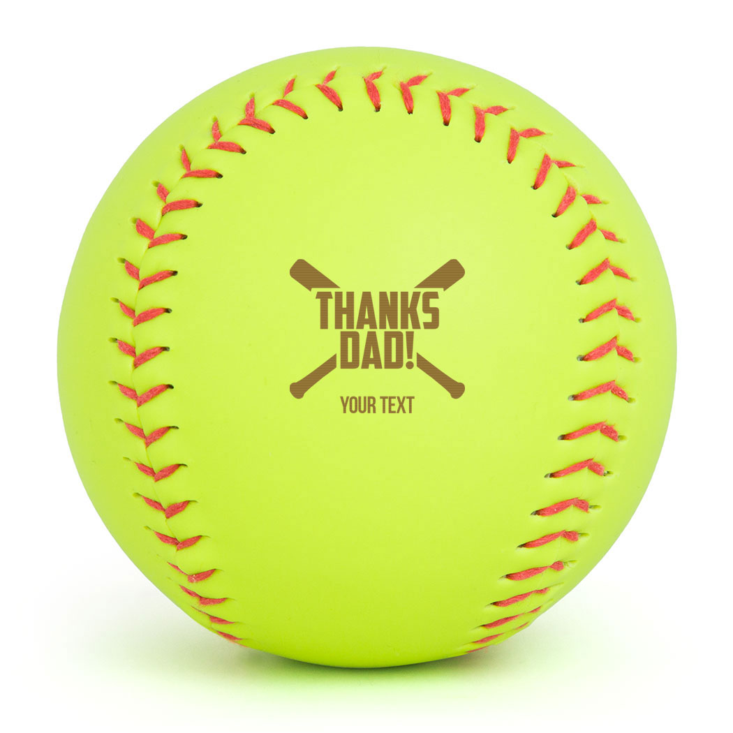 Personalized Engraved Softball - Thanks Dad - Personalization Image