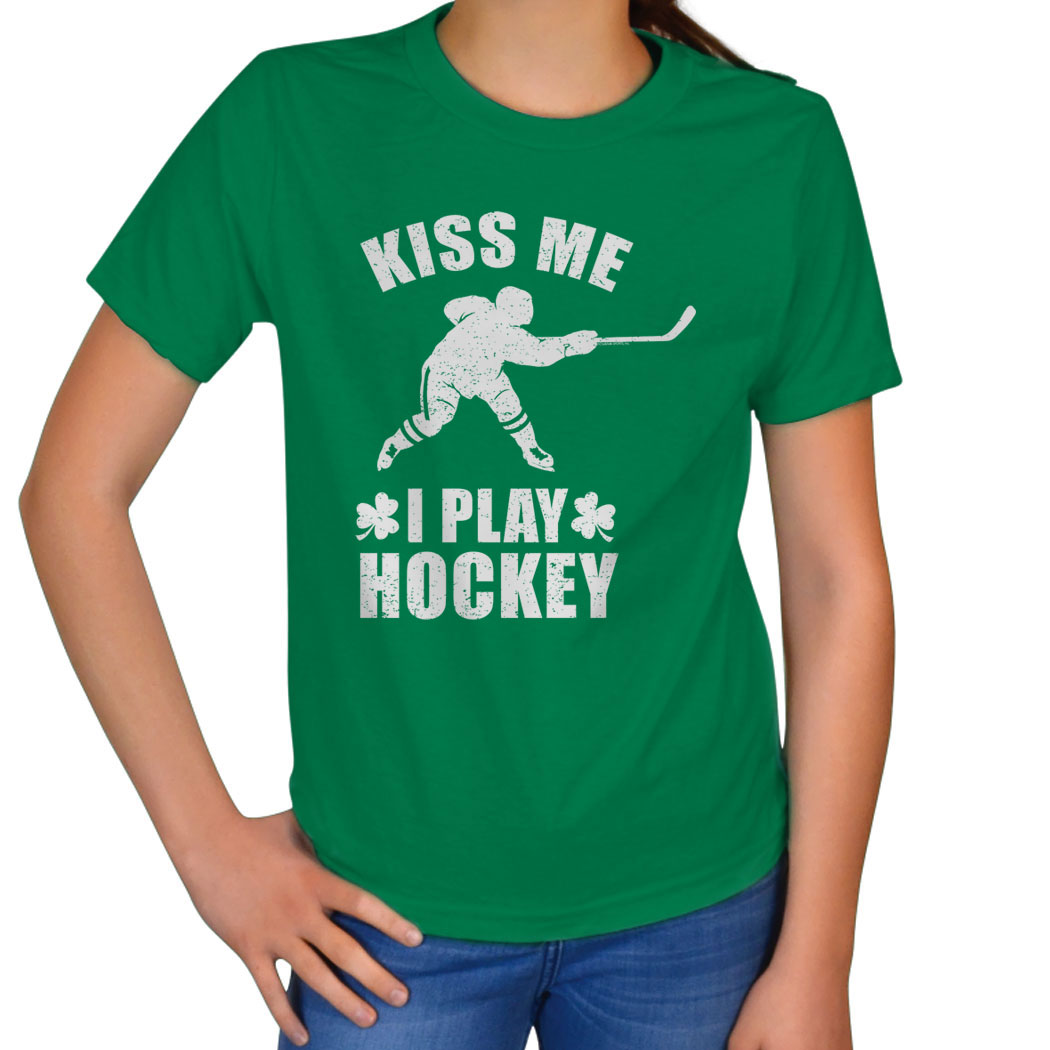 Hockey Tshirt Short Sleeve Kiss Me I Play Hockey | ChalkTalkSPORTS.com