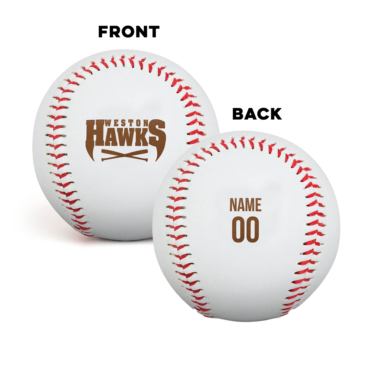 Engraved Baseball Front/Back - Player Information with Team Logo - Personalization Image