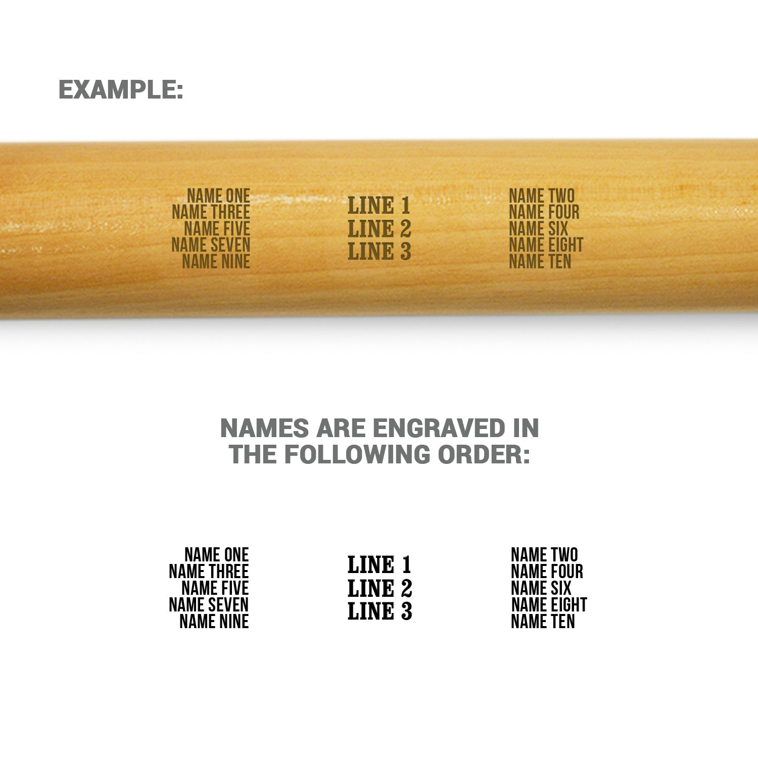 Engraved Mini Baseball Bat - Custom Text With Roster - Personalization Image
