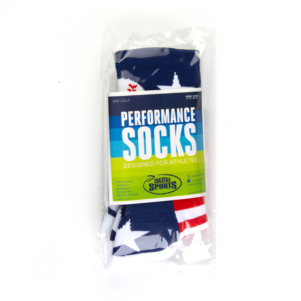 Baseball Woven Mid-Calf Socks - Patriotic | ChalkTalkSPORTS