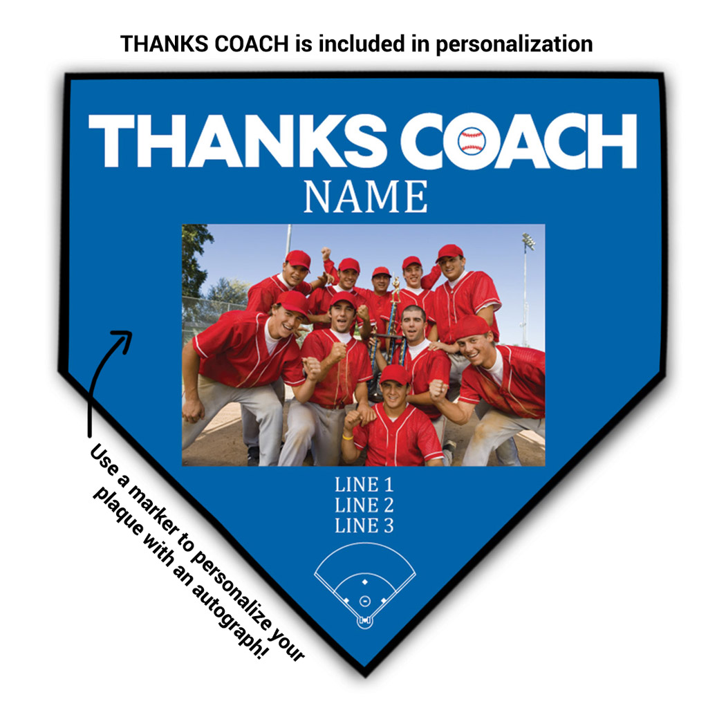 Baseball Home Plate Plaque - Thank You Coach Photo - Personalization Image