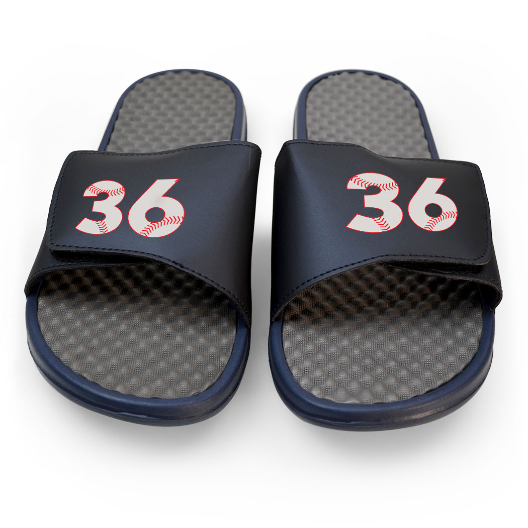 navy slide sandals