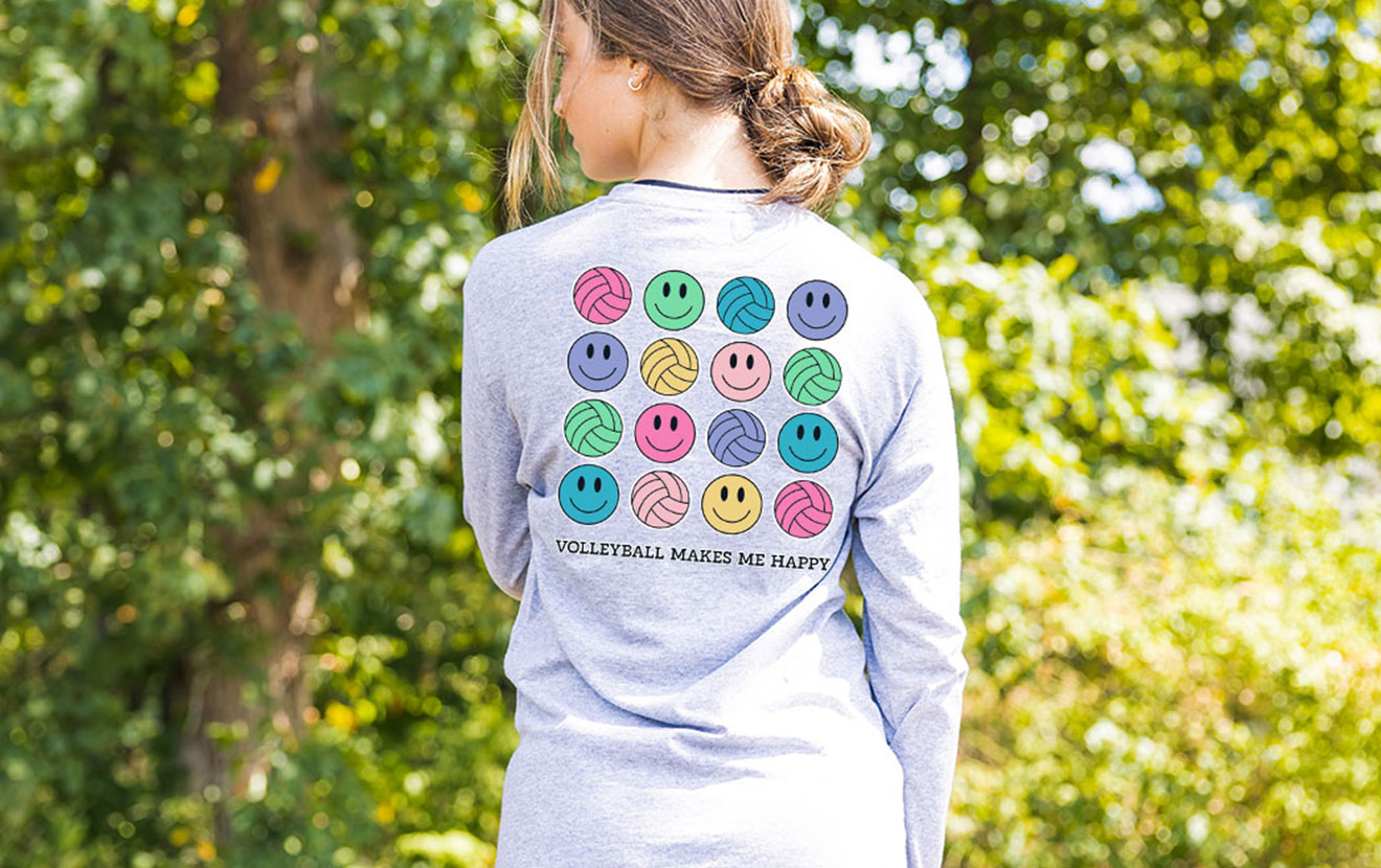 Shop Volleyball Back Design Long Sleeve Tees