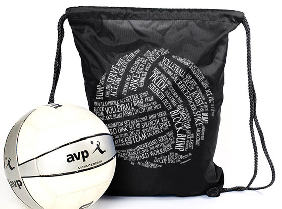 Shop Volleyball Words Drawstring Backpack