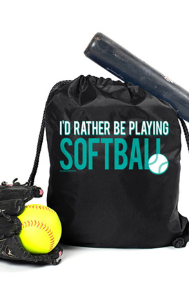 Shop I'd Rather Be Playing Softball Drawstring Backpack