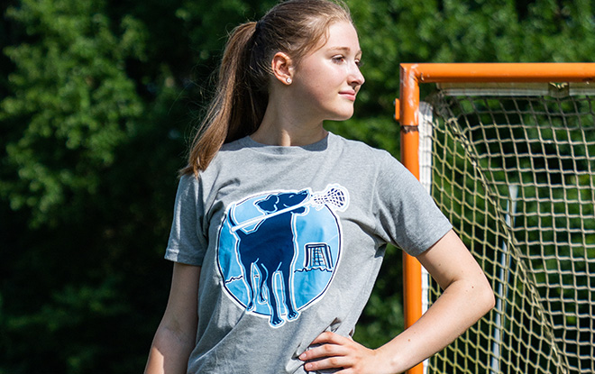 Shop Our Watercolor Lacrosse Dog Short Sleeve Tee