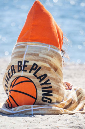 Shop I'd Rather Be Playing Basketball Hooded Beach Towel