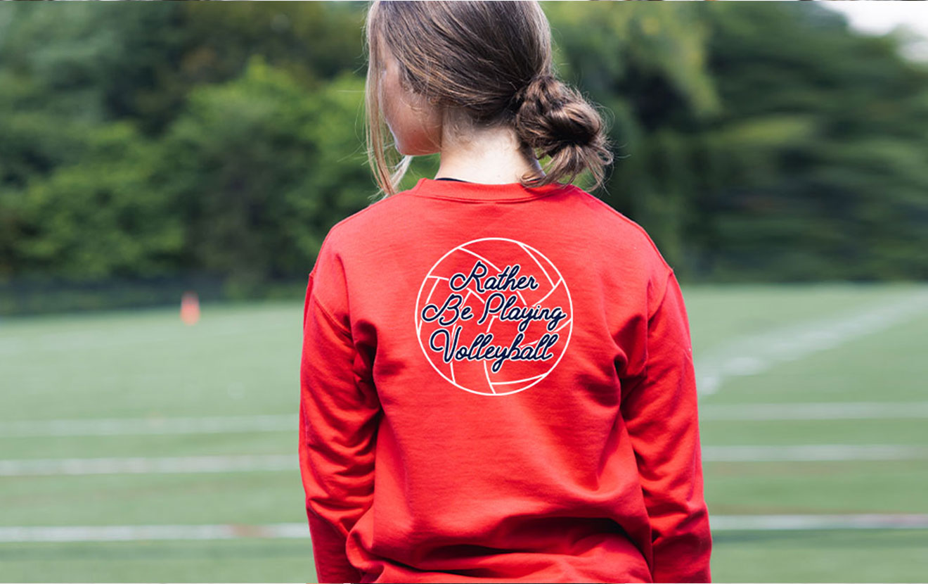 Shop Volleyball Back Design Crew Necks