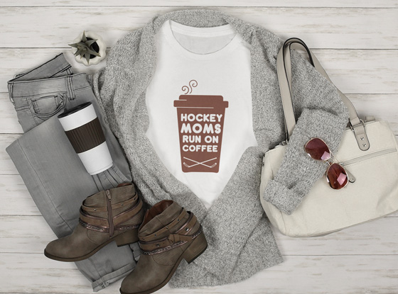Shop Hockey Moms Run On Coffee Tee