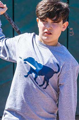 Shop Long Sleeve Baseball Tee Navy Baseball Dog