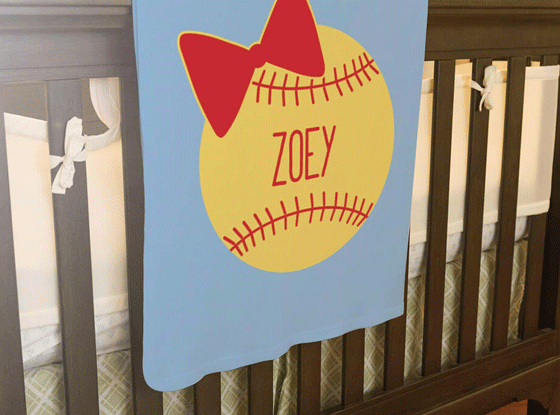 Shop Softball Personalized Baby Blankets