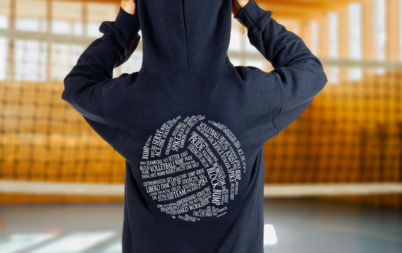 Shop Volleyball Back Design Hoodies