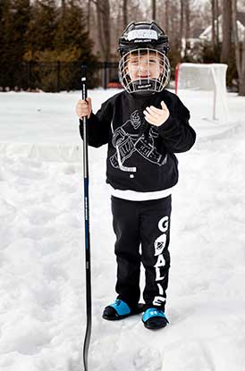 Boy Wearing Goalie Sweatpants