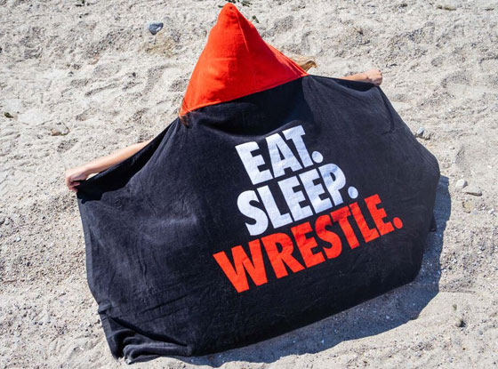Shop Eat Sleep Wrestle Hooded Beach Towel